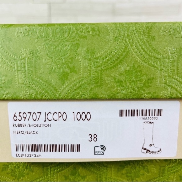 Gucci NWB Size 38 Black Gloss Rubber Insulated Horsebit Knee-High Rain Boot NWT - Picture 13 of 14